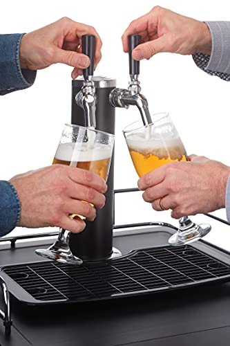 Danby DKC054A1BSL2DB 5.4 Cu.Ft. Double Tap Kegerator, Auto Defrost and Mechanical Thermostat, Keg Cooler with Scratch-Resistant Worktop and Reversible Door Hinge, Steel
