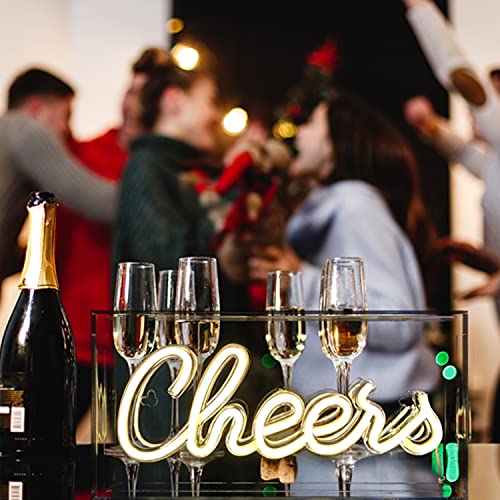 Cheers Sign Neon Signs USB LED Sign Desk Lightbox Cheers Neon Bar Sign 3D Wall Neon Light up Sign for Party Wall Décor Party Light Accessories