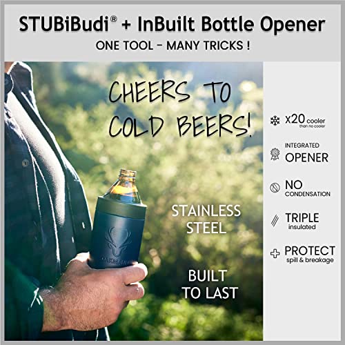 STUBiBudi Beer Can Cooler 12 oz Beer Bottle Insulator Beer Bottle Opener, 3 in 1 Universal Can Cozy Insulated Can Cooler Beer Cooler 4 in 1 Can Holder Beer Gifts Men Beer Opener (Navy)