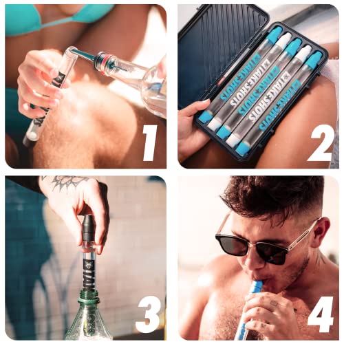 TakeShots Take - Shot Holder & Straw for Drinks & Chasers - Experience Shots On the Go - Fits All Standard Bottles, Glasses, & the Chase - 1oz (Blackout)