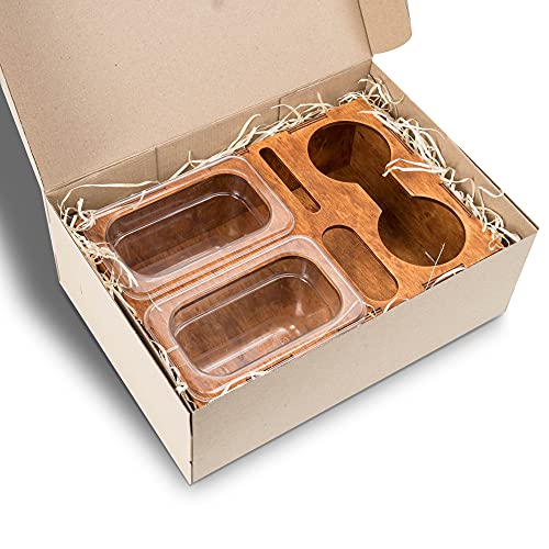 Wood Beer Box - Gift for Beer Lovers, Dad, Man, Him, Father - Drink Box Snacks Tray- Table Stand Caddy with slots for glasses, chips, nuts- Couch Organizer for Beverages, Remote Control, Phone stand