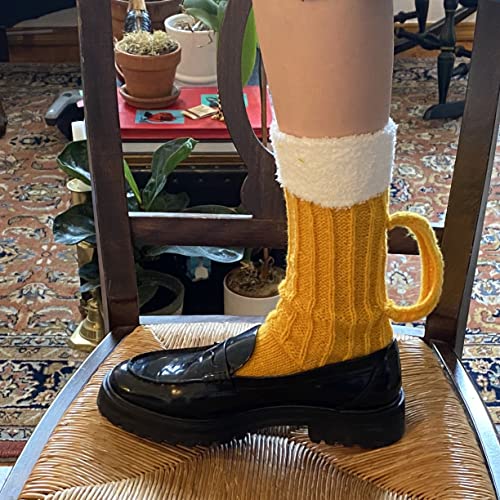 Fat Uncle Beer Mug Socks | Funny Knitted Beer Socks with Handcrafted Handle | Novelty Gift (as1, alpha, one_size, regular, regular)