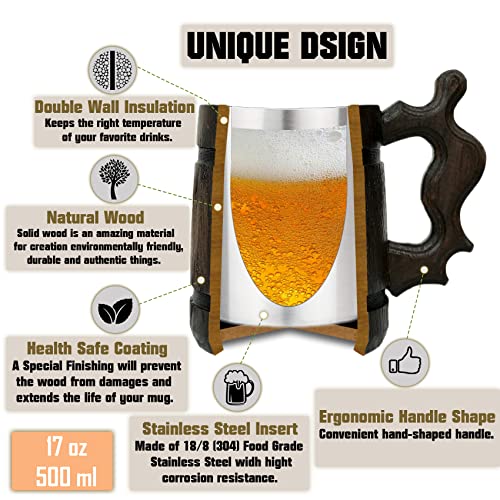 Tree Of Gondor Mug One Ring Gift. Lord Rings Wooden Beer Stein. Fathers Day Gifts. Anniversary Gift for Husband. Birthday Gifts For Him. Wooden Beer Mug Beer Tankard 17oz