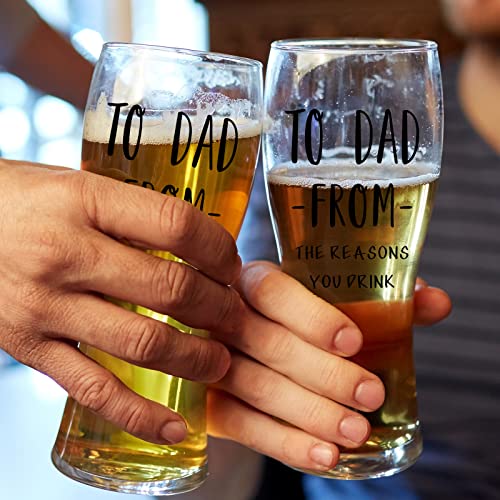 Funny Dad Birthday Gift from Daughter Son Kids,Gag Father's Day Present Ideas for Dad,New Dad,Papa,Stepdad,To Dad From the Reasons 16oz Beer Glass