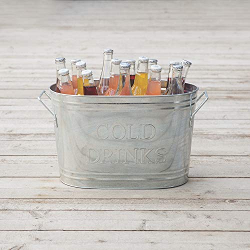 Twine Insulated Drink Beverage Tub - Galvanized Metal Bucket Cooler for Beer & Wine Perfect for Home Parties Holds 5.35 Gallons