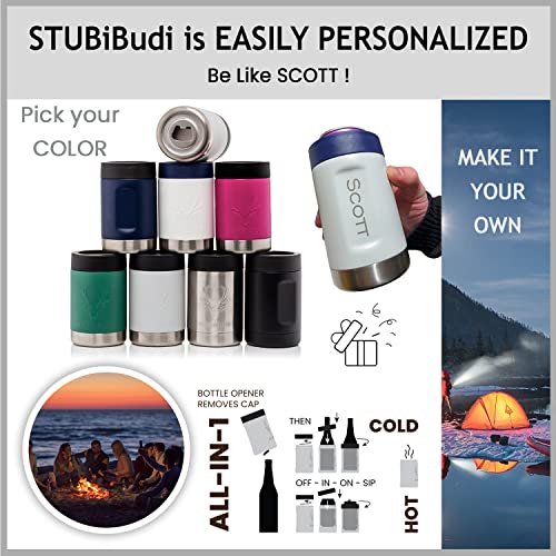 STUBiBudi Beer Can Cooler 12 oz Beer Bottle Insulator Beer Bottle Opener, 3 in 1 Universal Can Cozy Insulated Can Cooler Beer Cooler 4 in 1 Can Holder Beer Gifts Men Beer Opener (Navy)