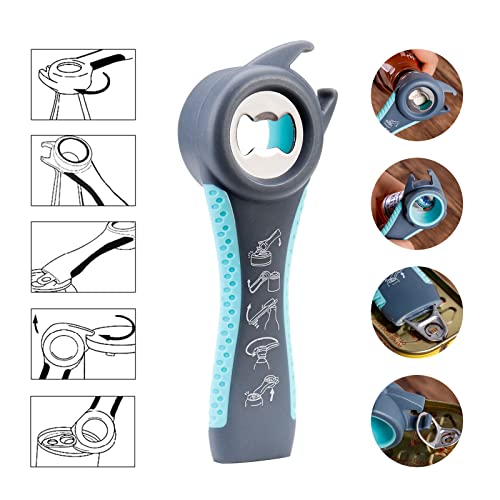 Astofli 5 Pack Bottle Opener Jar Opener For Weak Hands, Arthritic Hands With 2 Pcs Silicone Rubber Jar Opener Gripper Pad, Multi Wine Key Beer Bottle Opener Can Opener Waiter Corkscrew Set