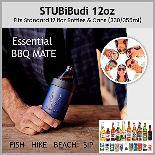 STUBiBudi Beer Can Cooler 12 oz Beer Bottle Insulator Beer Bottle Opener, 3 in 1 Universal Can Cozy Insulated Can Cooler Beer Cooler 4 in 1 Can Holder Beer Gifts Men Beer Opener (Navy)
