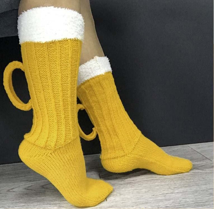 Fat Uncle Beer Mug Socks | Funny Knitted Beer Socks with Handcrafted Handle | Novelty Gift (as1, alpha, one_size, regular, regular)