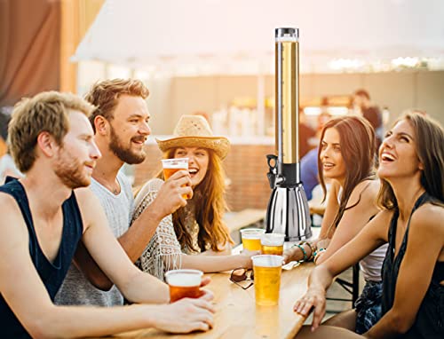 OGGI Beer Tower 3L/100oz - Beverage Dispenser with Spigot & Ice Tube, Margarita Tower, Mimosa Tower, Perfect Drink Dispensers for Parties, Drink Tower, Holds 6 Pints of Beer – Stainless