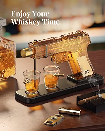 Father's Day Gifts for Men Dad, Kollea 15.2 Oz Whiskey Decanter Set with 2 Glasses, Unique Anniversary Birthday Gift Ideas for Him Husband Grandpa, Cool Military Tequila Liquor Dispenser for Home Bar