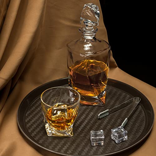 Whiskey Decanter Set With Glasses, Twisted Crystal Liquor Dispenser Set for Scotch Bourbon Whisky Alcohol In Gift Box for Men Dad Boyfriend Brother Husband for Anniversary. 5-Piece