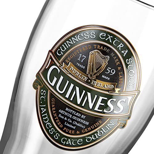 Guinness Stout Beer Glass Green Ireland Collection Twin Pack | Official Merchandise Pint Glasses Set of 2 | Perfect Irish gifts for Beer Lovers