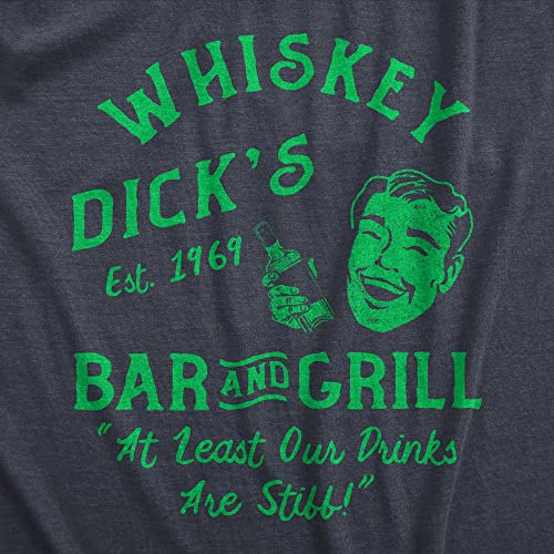 Mens Whiskey Dicks Bar and Grill T Shirt Funny St Pattys Day Drinking Pub Tee for Guys (Heather Navy - Dicks) - XXL