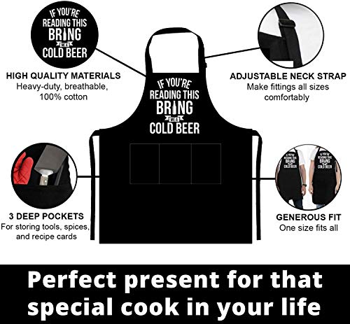 Aprons For Men With Pockets - Fathers Day Gift For Dad, Men, Grandpa, Uncle, Brother - Birthday Gifts For Men, Dad, Papa, Husband, Grandpa, Uncle, Boyfriend, Him - Grill Cooking BBQ Kitchen Chef Apron