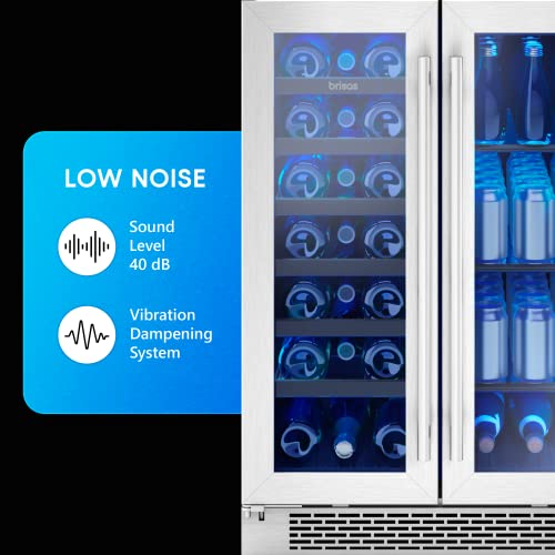Zephyr Brisas 24 Inch (Dual Zone Wine and Beverage Cooler)Fashionable French doors make it easy to grab what you need, and PreciseTemp™ temperature control, Active Cooling Technology for even cooling and a Vibration Dampening System are cutting-edge featu