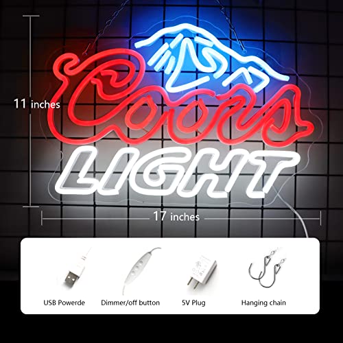 JFLLamp Crs LIGHT Neon Signs for Wall Decor Neon Lights for Bedroom Led Signs Suitable for Man Cave Bar Pub Restaurant Christmas Birthday Party Gift Led Art Wall Decorative Crs Light Bar Sign, 5V Usb Power, 17*11 Inch(Azure+red+white)