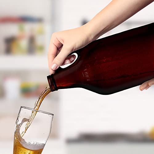 6 Amber Glass Beer Growlers Set, 64 oz. - Screw on Lid, Sturdy, Barware - Amber - The Beer Connoisseur® Store