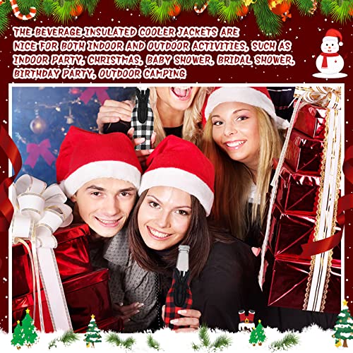 6 Pcs Christmas Plaid Beer Bottle Sleeves Neoprene Plaid Bottle Covers Slim Bottle Holder with Zipper Christmas Bottle Cover Insulated Bottle Coolers Bottle Opener for Beverage, 12 oz (Plaid) - The Beer Connoisseur® Store