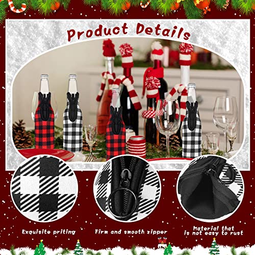 6 Pcs Christmas Plaid Beer Bottle Sleeves Neoprene Plaid Bottle Covers Slim Bottle Holder with Zipper Christmas Bottle Cover Insulated Bottle Coolers Bottle Opener for Beverage, 12 oz (Plaid) - The Beer Connoisseur® Store