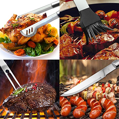 GRILLART BBQ Grill Utensil Tools Set Reinforced BBQ Tongs 19-Piece Stainless-Steel Barbecue Grilling Accessories with Aluminum Storage Case -Complete Outdoor Grill Kit for Dad, Birthday Gift for Man