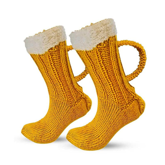 Fat Uncle Beer Mug Socks | Funny Knitted Beer Socks with Handcrafted Handle | Novelty Gift (as1, alpha, one_size, regular, regular)