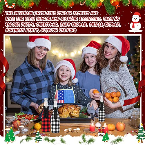 8 Pcs Christmas Beer Bottle Insulator Sleeve Plaid Pattern Neoprene Insulated Bottle Jackets Xmas Zipper Beer Bottle Sleeve Keep Bottle Beer Cold Hands Warm for 12 oz Christmas Classic Gift, 2 Styles - The Beer Connoisseur® Store