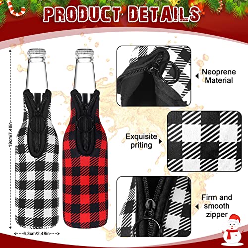 8 Pcs Christmas Beer Bottle Insulator Sleeve Plaid Pattern Neoprene Insulated Bottle Jackets Xmas Zipper Beer Bottle Sleeve Keep Bottle Beer Cold Hands Warm for 12 oz Christmas Classic Gift, 2 Styles - The Beer Connoisseur® Store