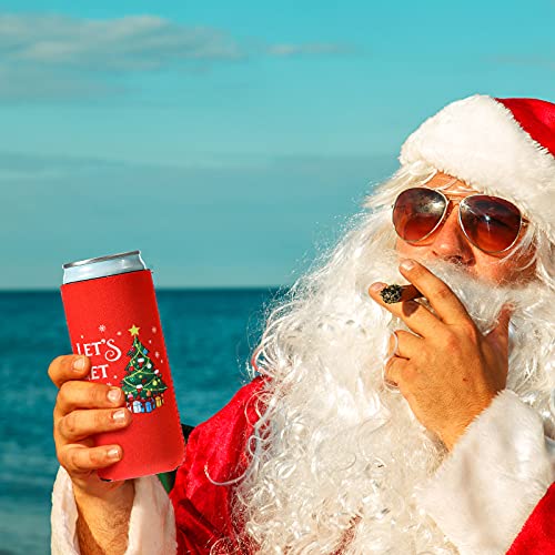 8 Pieces Christmas Beer Can Coolers Sleeves Xmas Slim Can Sleeves Neoprene Insulated Beverage Drink Sleeves Reusable Skinny Can Insulator Covers Christmas Drink Holder Protective Sleeves for Party - The Beer Connoisseur® Store