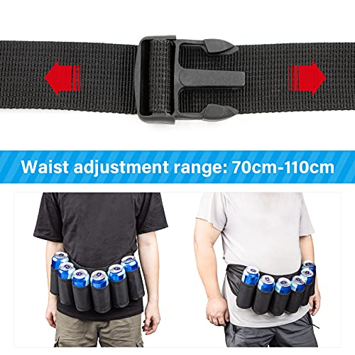 Adhafera Beer Belt, Adjustable 6 Pack Beer Belt Holder, Oxford Beer Waist Holder for Man, Women, White Elephant Game Ideas (black) - The Beer Connoisseur® Store