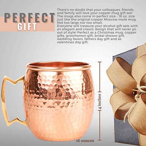 Advanced Mixology [Gift Set] Authentic Moscow Mule Mugs Set of 2 (16oz) | Solid Barrel 100% Copper Mugs Set w/ 2 Straws, 2 Wooden Coasters & 1 Shot Glass | Tarnish-Resistant Food Grade Lacquer Coat - The Beer Connoisseur® Store