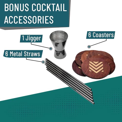Advanced Mixology [Gift Set] Black Moscow Mule Mugs (18oz) | Black Mule Mug w/ Gunmetal Finish | Comes w/ Straws, Coasters & Jigger. | Black Tin Mugs (2 - Set of 6) - The Beer Connoisseur® Store