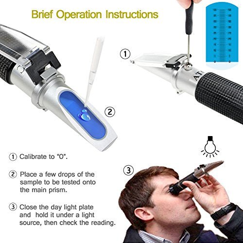 aichose Brix Refractometer with ATC, Dual Scale - Specific Gravity & Brix, Hydrometer in Wine Making and Beer Brewing, Homebrew Kit - The Beer Connoisseur® Store