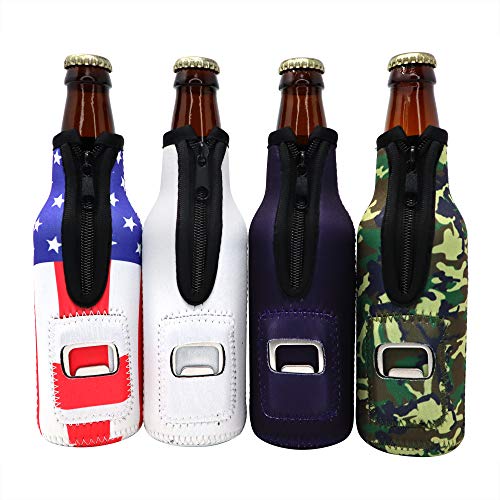 America First Beer Bottle Insulator - Legalize Freedom, We The People, Keep America Great, American Flag Patriotic Gift for Republicans, Insulated Cooler Sleeve with Zipper, Built-In Removable Opener - The Beer Connoisseur® Store