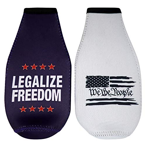 America First Beer Bottle Insulator - Legalize Freedom, We The People, Keep America Great, American Flag Patriotic Gift for Republicans, Insulated Cooler Sleeve with Zipper, Built-In Removable Opener - The Beer Connoisseur® Store