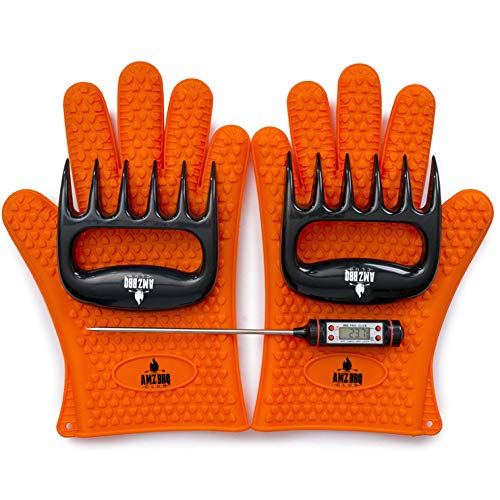 AMZ BBQ CLUB Grilling Accessories - Silicone BBQ Gloves, Food Grade Meat Claws, Digital Grilling Thermometer | BBQ Set for Cooking Grilling Barbecue Roasting Baking Open Flame - The Beer Connoisseur® Store