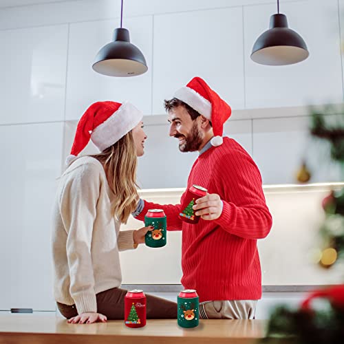 Aneco 12 Pack Christmas Can Sleeves Christmas Can Coolers Sleeves Holiday Theme Drink Holders 12 Festive Winter Designs Can Sleeves for Christmas Party - The Beer Connoisseur® Store