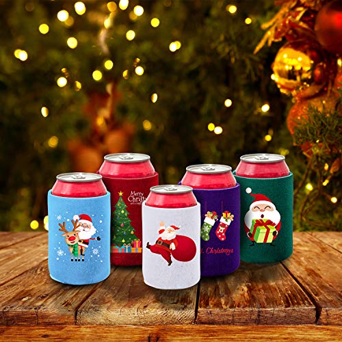 Aneco 12 Pack Christmas Can Sleeves Christmas Can Coolers Sleeves Holiday Theme Drink Holders 12 Festive Winter Designs Can Sleeves for Christmas Party - The Beer Connoisseur® Store