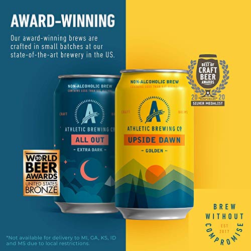 Athletic Brewing Company Craft Non-Alcoholic Beer - 12 Pack x 12 Fl Oz Cans - All Out Extra Dark - Low-Calorie, Award Winning - Delicate Coffee and Bittersweet Chocolate Notes - The Beer Connoisseur® Store