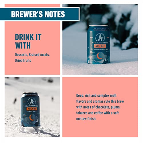 Athletic Brewing Company Craft Non-Alcoholic Beer - 12 Pack x 12 Fl Oz Cans - All Out Extra Dark - Low-Calorie, Award Winning - Delicate Coffee and Bittersweet Chocolate Notes - The Beer Connoisseur® Store