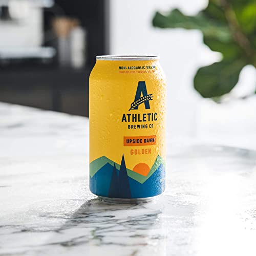 Athletic Brewing Company Craft Non-Alcoholic Beer - 12 Pack x 12 Fl Oz Cans - Upside Dawn Craft Golden - Low-Calorie, Award Winning - Subtle Aromas with Floral and Earthy Notes - The Beer Connoisseur® Store