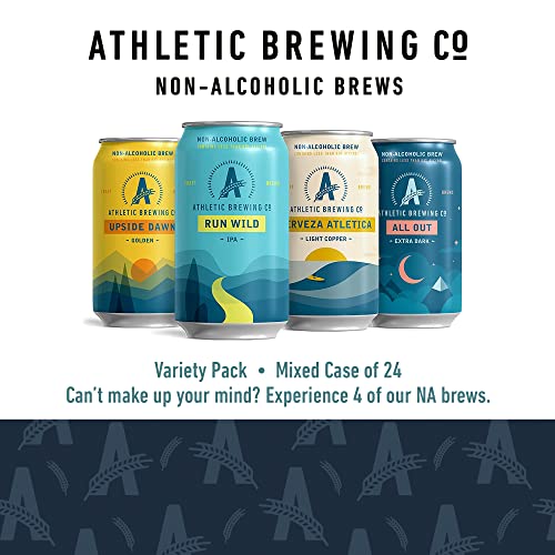 Athletic Brewing Company Craft Non-Alcoholic Beer - 6-Pack of All Out, Upside Dawn, Run Wild IPA, and Cerveza Atletica - Low-Calorie, Award Winning - All Natural Ingredients For A Great Tasting Drink - 12 Fl Oz Cans - The Beer Connoisseur® Store