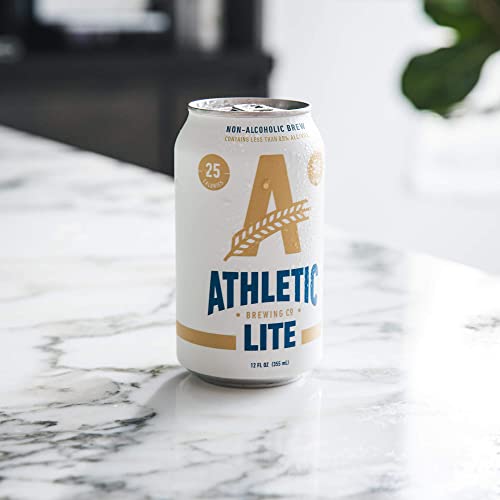 Athletic Brewing Company Light Craft Non-Alcoholic Beer - 6 Pack x 12 Fl Oz Cans - Athletic Lite Light Brew - Low-Calorie, Award Winning - Simply Crisp, Refreshing, Brisk & Smooth - Beautiful Noble Hops & Malt Body - The Beer Connoisseur® Store