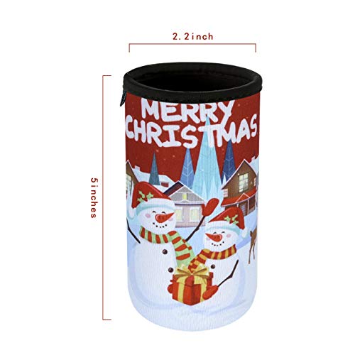 Beautyflier 12oz Slim Can Neoprene Bottle Insulator Sleeve Collapsible Drink Skinny Can Tall Can Cooler for 12 Ounce Energy Drink Beverage Beer Can (Christmas Pattern (6 Pcs)) - The Beer Connoisseur® Store