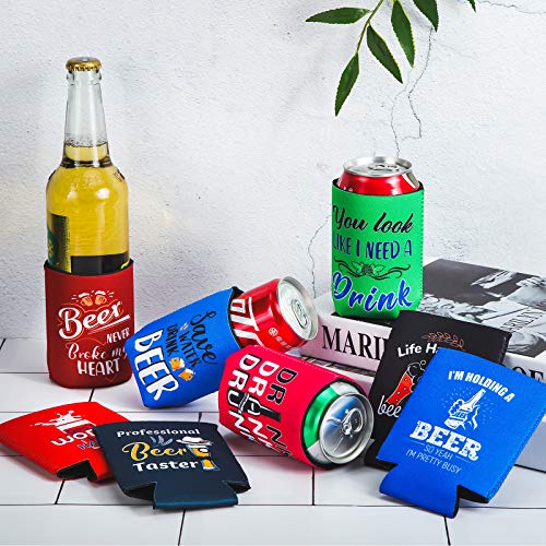 Beer Can Sleeves Beer Can Coolers Funny Quotes Neoprene Drink Cooler Sleeves for Cans and Bottles (4.9 x 3.7 Inch, 8) - The Beer Connoisseur® Store