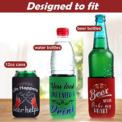 Beer Can Sleeves Beer Can Coolers Funny Quotes Neoprene Drink Cooler Sleeves for Cans and Bottles (4.9 x 3.7 Inch, 8) - The Beer Connoisseur® Store