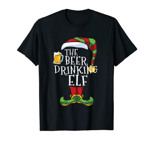 Beer Drinking Elf Lover Family Matching Christmas Funny T-Shirt - The Beer Connoisseur® Store