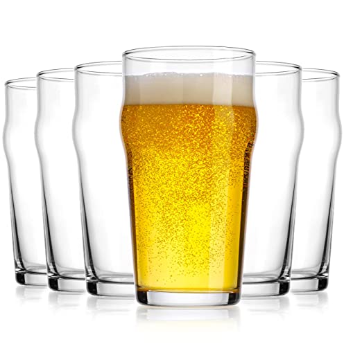 Beer Glasses Set of 6 British 20 Oz. Pint Glasses By Glavers, Uniquely Designed Easy-Grip European Pub Beer Pilsner Tumblers for Wheat, Ale, Juice, Cocktails, Great Gift for Men. - The Beer Connoisseur® Store