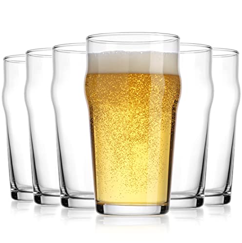 Beer Glasses Set of 6 British 20 Oz. Pint Glasses By Glavers, Uniquely Designed Easy-Grip European Pub Beer Pilsner Tumblers for Wheat, Ale, Juice, Cocktails, Great Gift for Men. - The Beer Connoisseur® Store