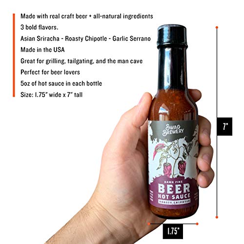 Beer-infused Hot Sauce Variety 3-pack (Includes Asian Sriracha, Garlic Serrano, & Roasty Chipotle) - Craft Beer Gift, Hot Sauce Gift Set, Beer Sauce, BBQ Sauce, Beer Lover, Grill + Man Cave - The Beer Connoisseur® Store